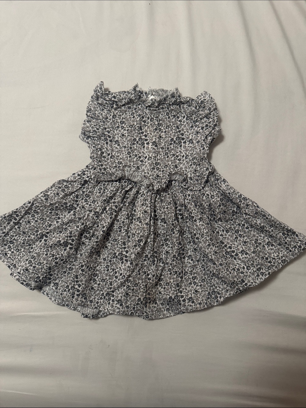 Girls Navy Floral Smocked Casual Dress